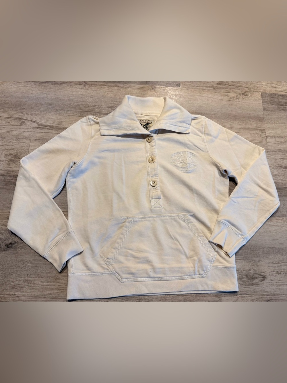 Vintage Ralph Lauren American Living Ivory Half Button Sweatshirt Size Small